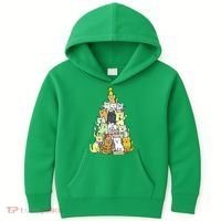 Funny Cat Christmas Tree Kids Hoodie thumb 0