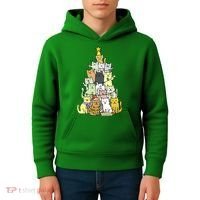 Funny Cat Christmas Tree Kids Hoodie thumb 4