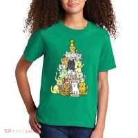 Funny Cat Christmas Tree Kids T-Shirt thumb 2