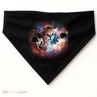 Funny Cat Floating In Space USA-Made Doggie Bandana thumb 0