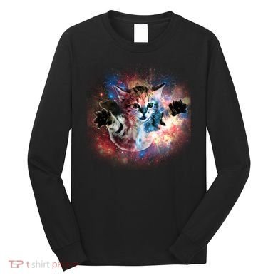 Funny Cat Floating In Space Long Sleeve Shirt