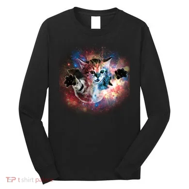 Funny Cat Floating In Space Long Sleeve Shirt