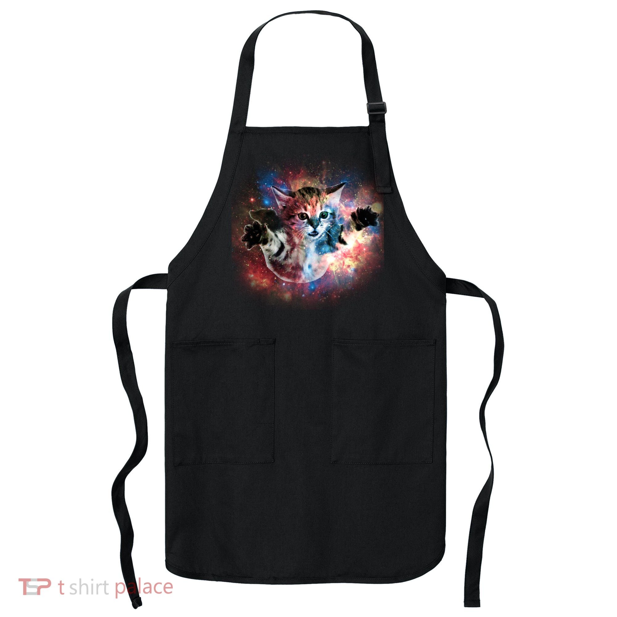 Funny Cat Floating In Space Apron