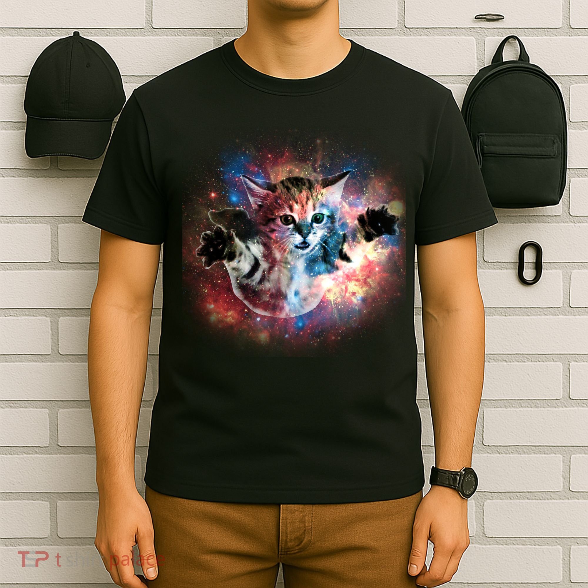 Funny Cat Floating In Space T-Shirt