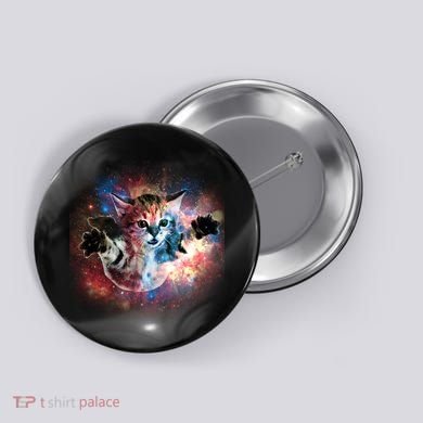 Funny Cat Floating In Space Button