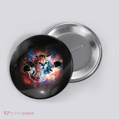 Funny Cat Floating In Space Button