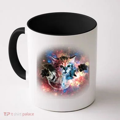 Funny Cat Floating In Space Coffee Mug