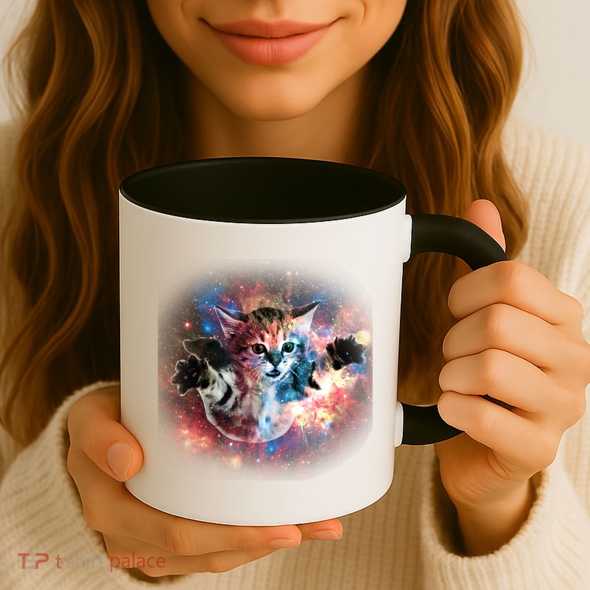 Funny Cat Floating In Space Coffee Mug