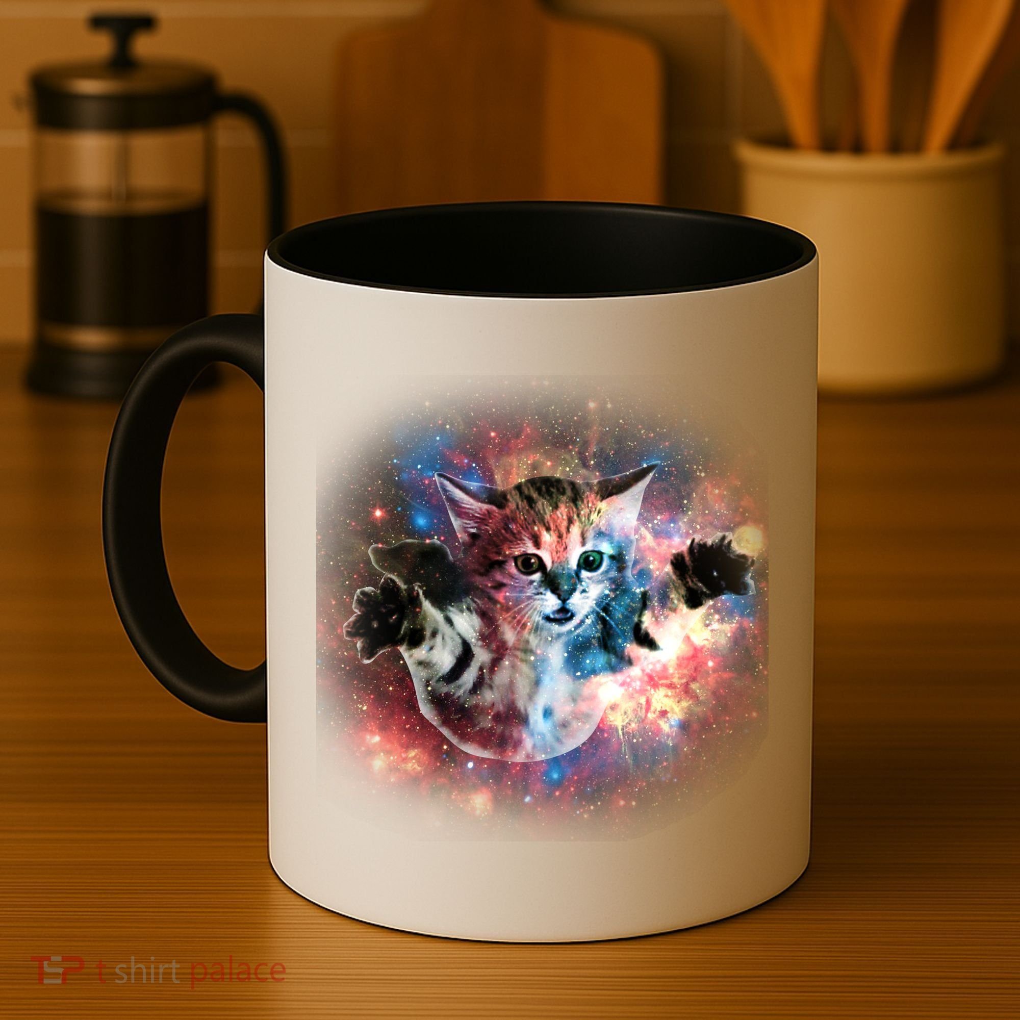 Funny Cat Floating In Space Coffee Mug