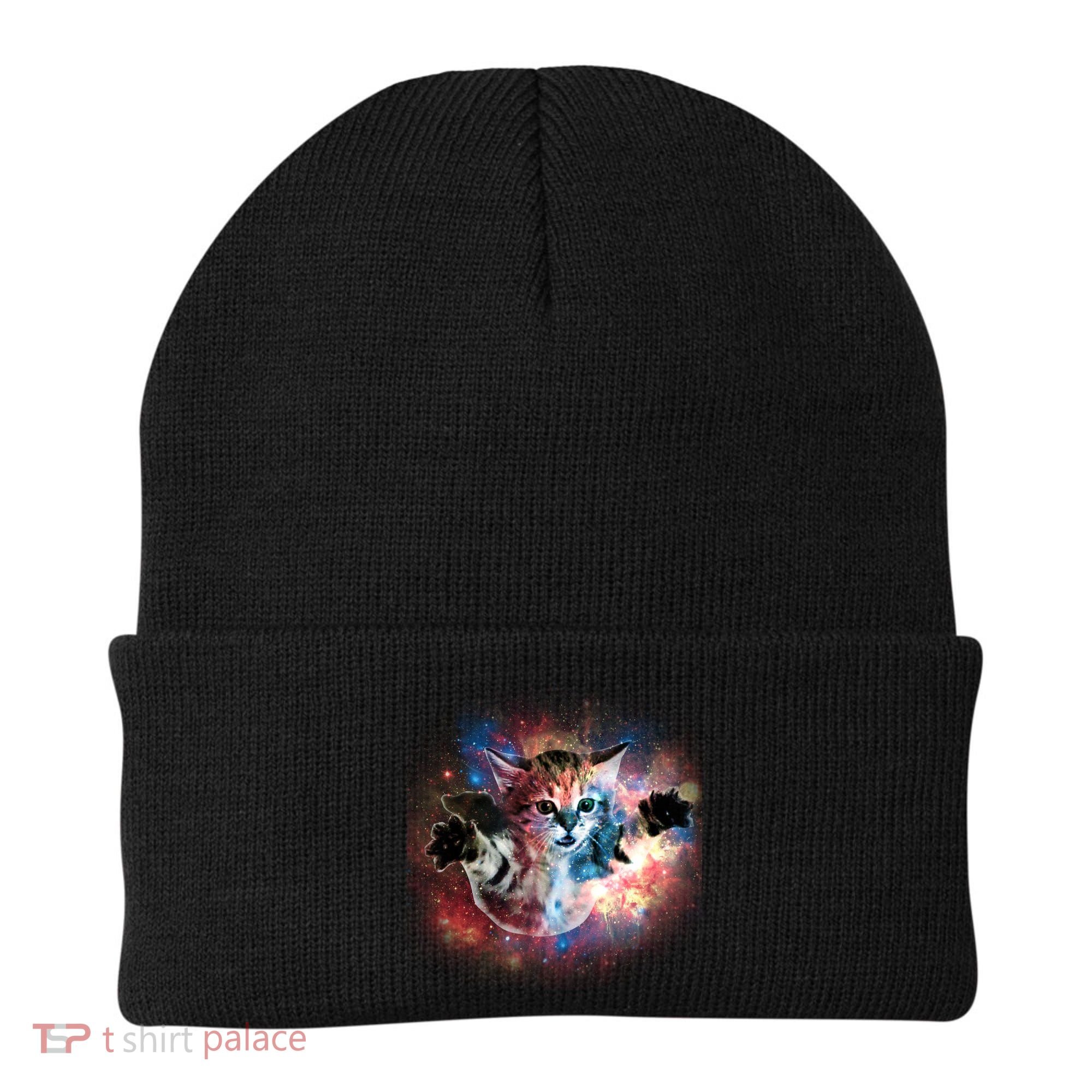 Funny Cat Floating In Space Beanie