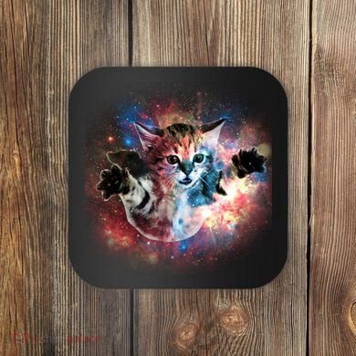 Funny Cat Floating In Space Coaster