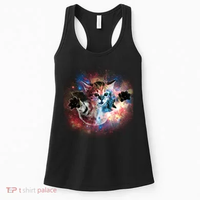 Funny Cat Floating In Space Women's Tank Top
