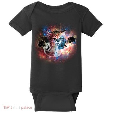 Funny Cat Floating In Space Baby Bodysuit