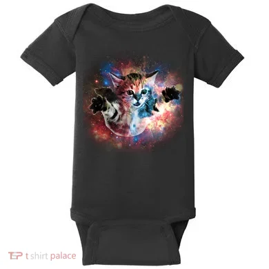 Funny Cat Floating In Space Baby Bodysuit
