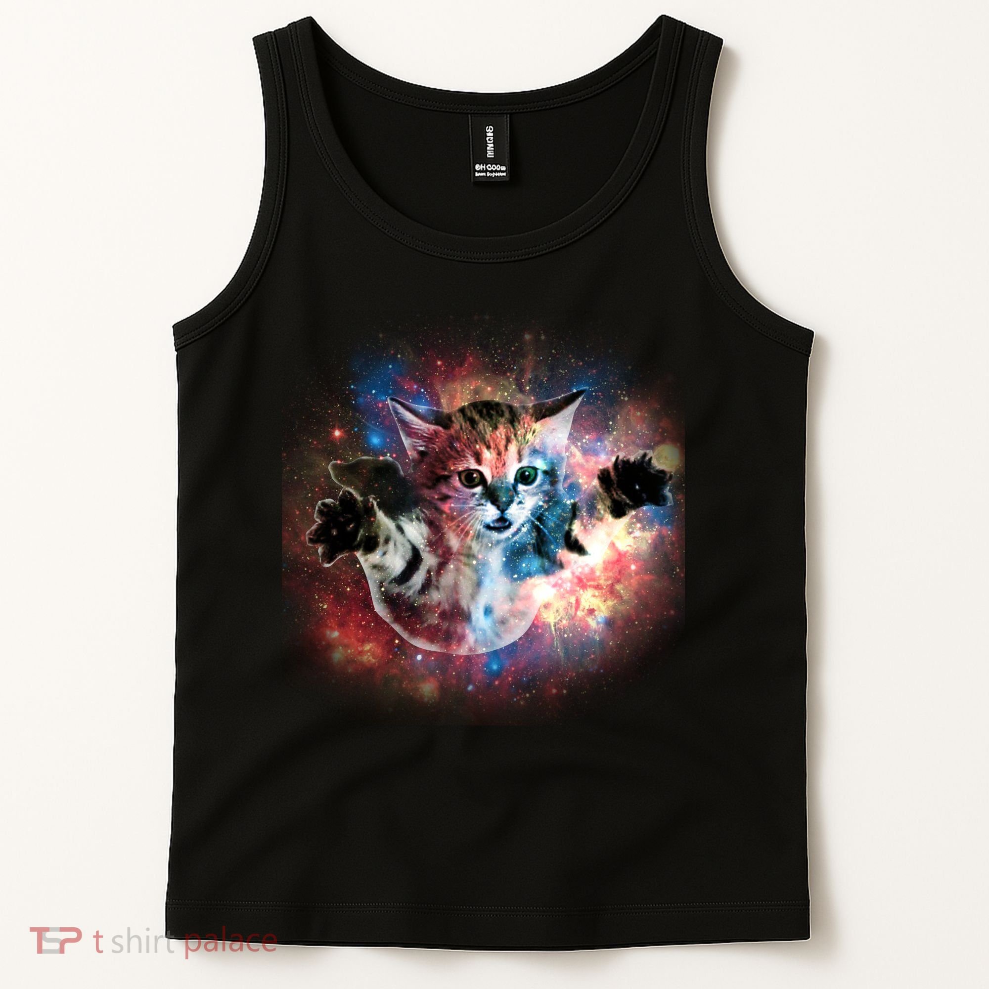 Funny Cat Floating In Space Tank Top