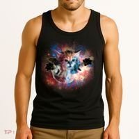 Funny Cat Floating In Space Tank Top thumb 3