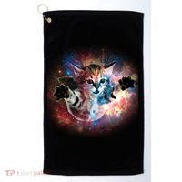 Funny Cat Floating In Space Golf Towel thumb 0