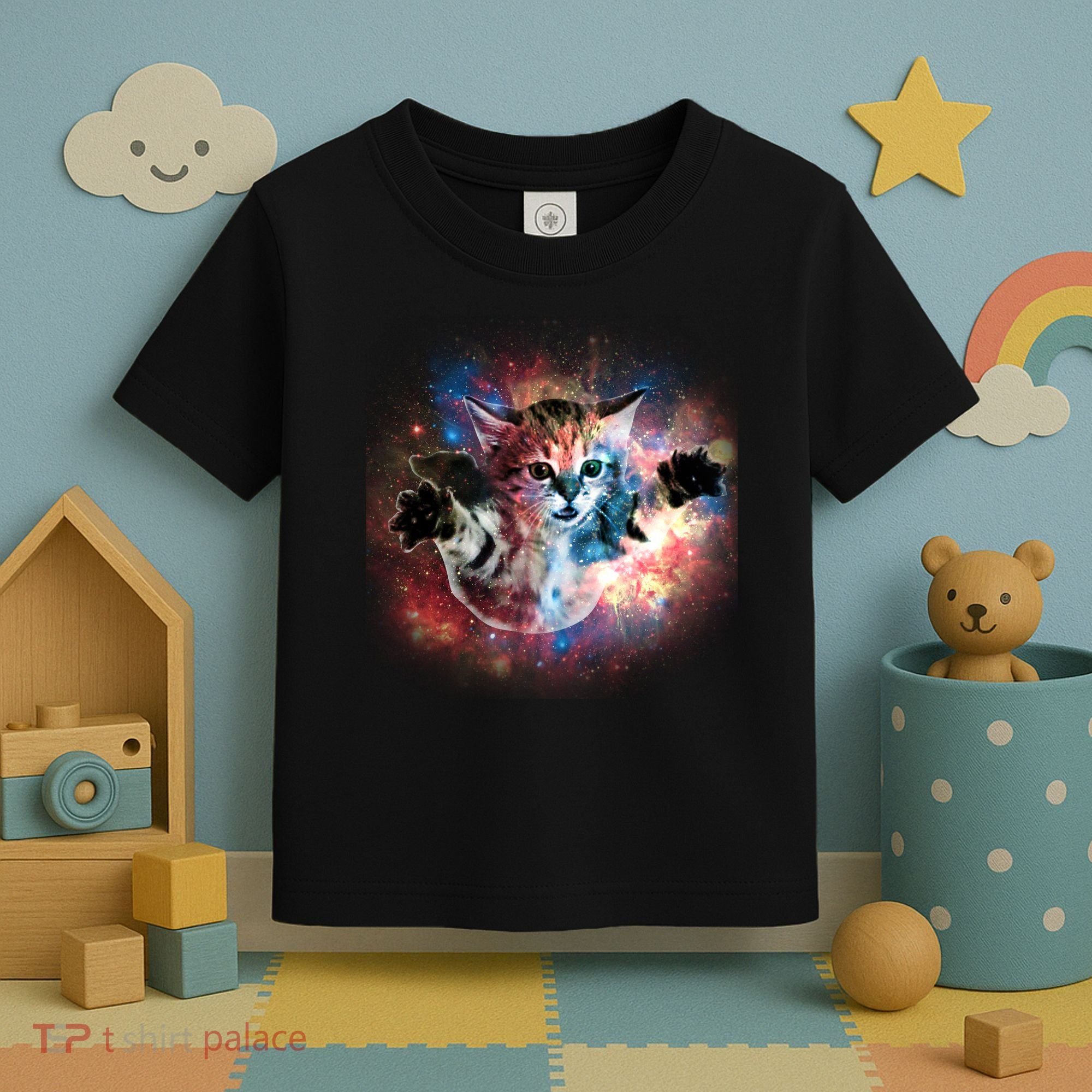 Funny Cat Floating In Space Toddler T-Shirt