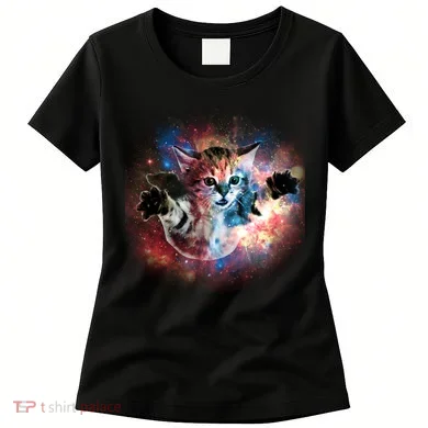 Funny Cat Floating In Space Women's T-Shirt