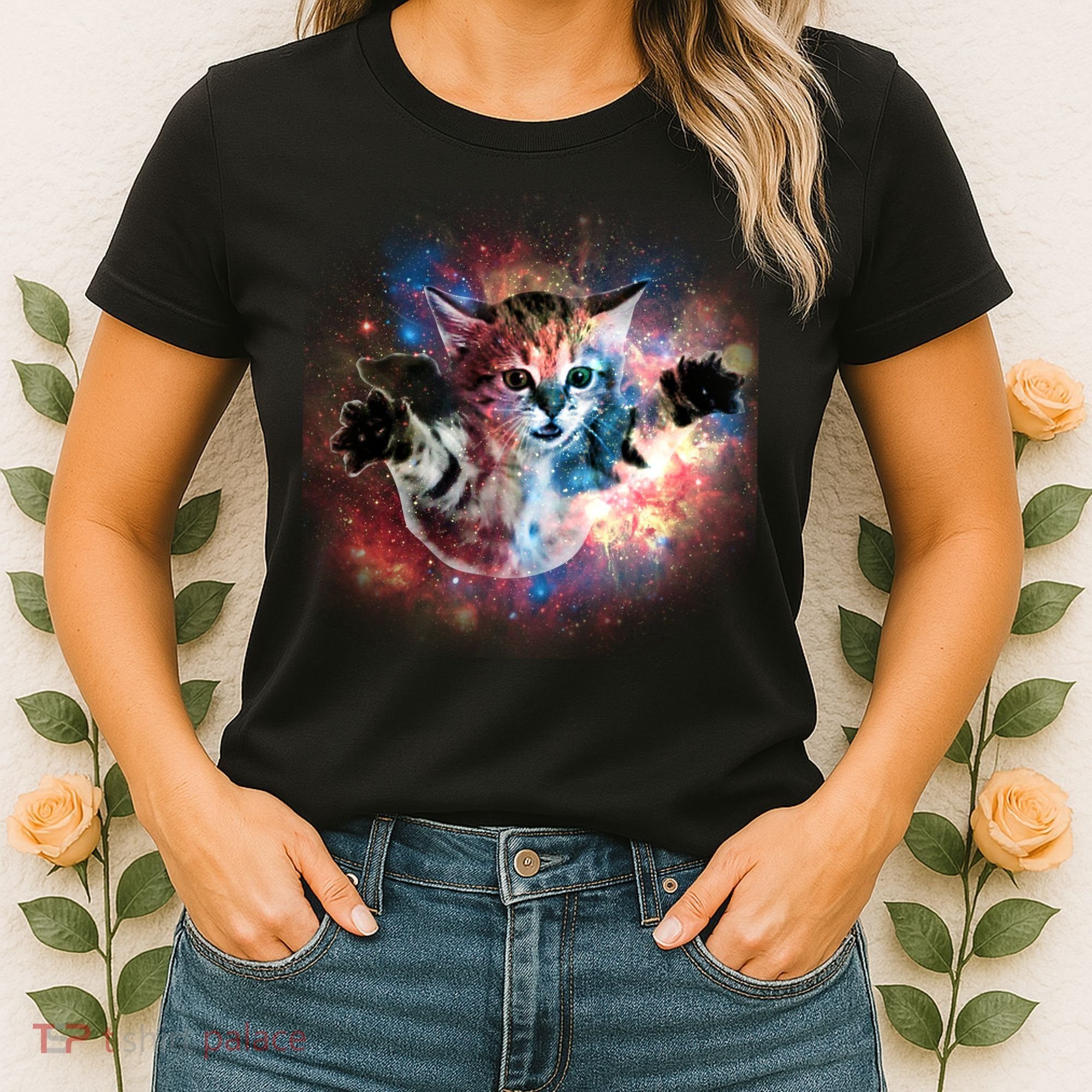 Funny Cat Floating In Space Women's T-Shirt