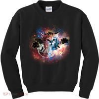 Funny Cat Floating In Space Kids Sweatshirt thumb 0