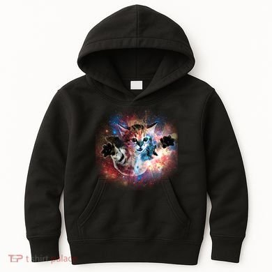 Funny Cat Floating In Space Kids Hoodie