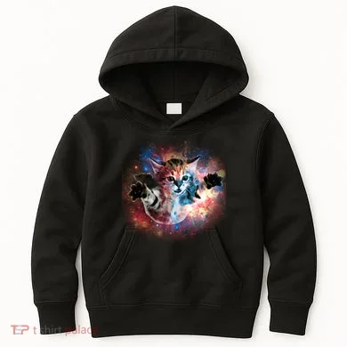 Funny Cat Floating In Space Kids Hoodie