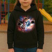 Funny Cat Floating In Space Kids Hoodie thumb 3