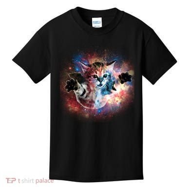 Funny Cat Floating In Space Kids T-Shirt