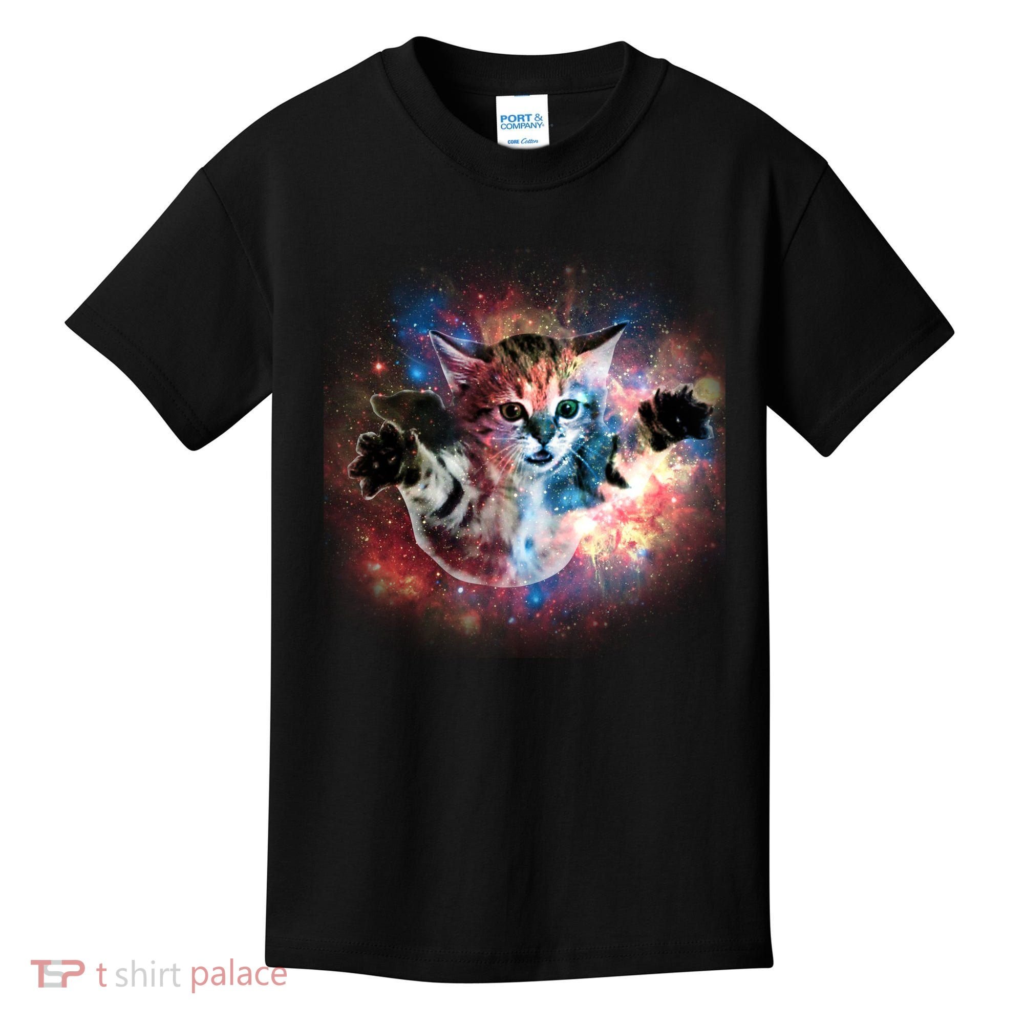 Funny Cat Floating In Space Kids T-Shirt