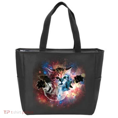 Funny Cat Floating In Space Tote Bag