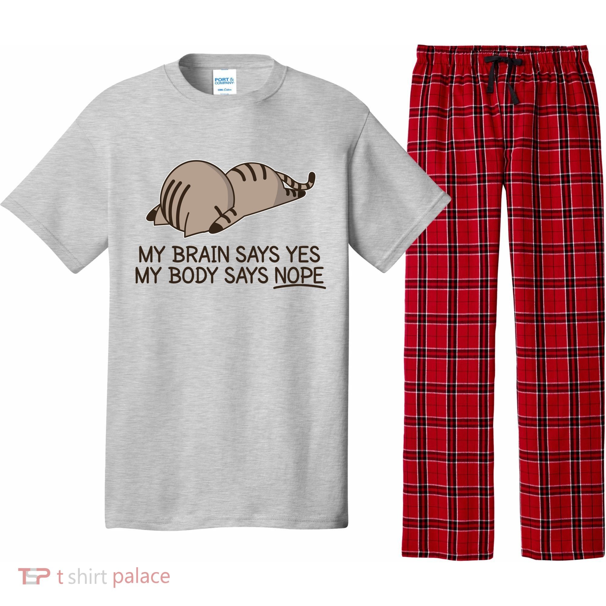 Funny Cat My Body Says NOPE  Pajama Set