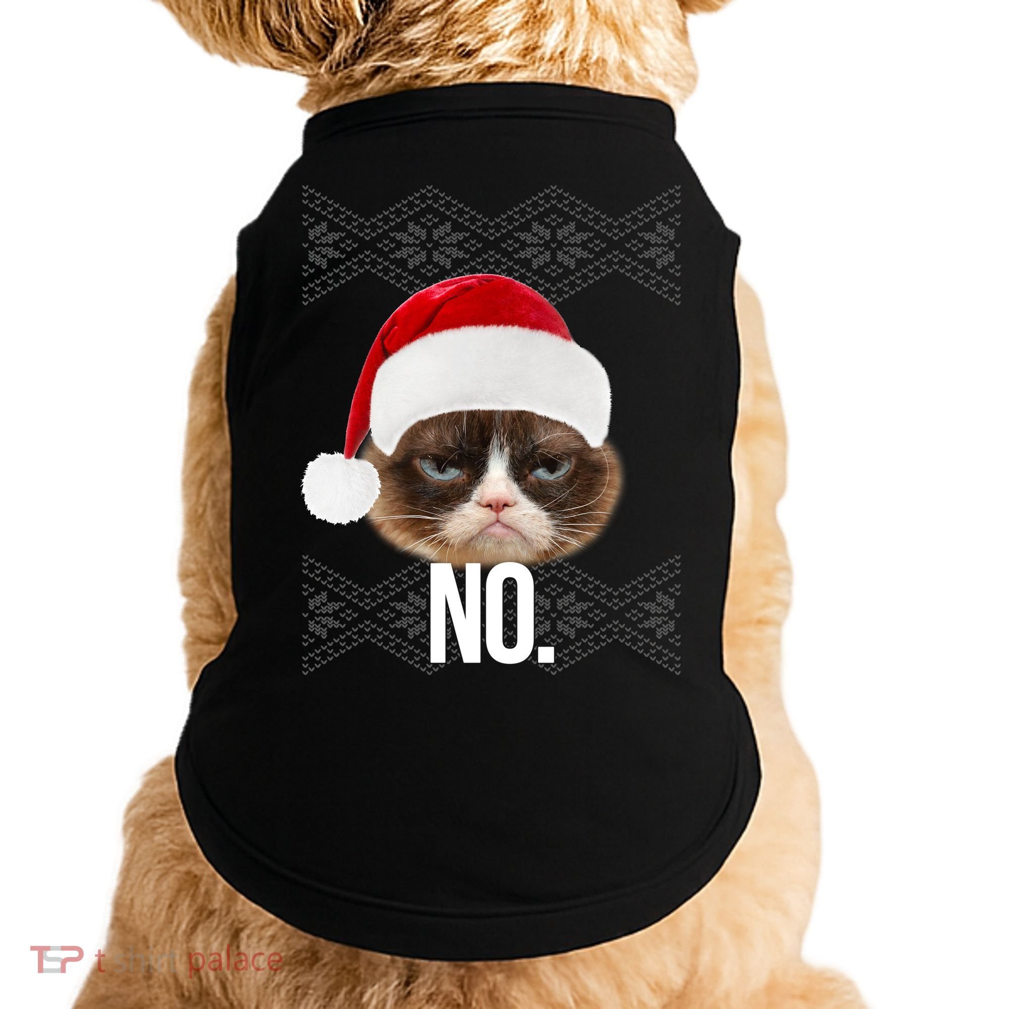 Funny Cat NO Meme Ugly Christmas Sweater Doggie Tank