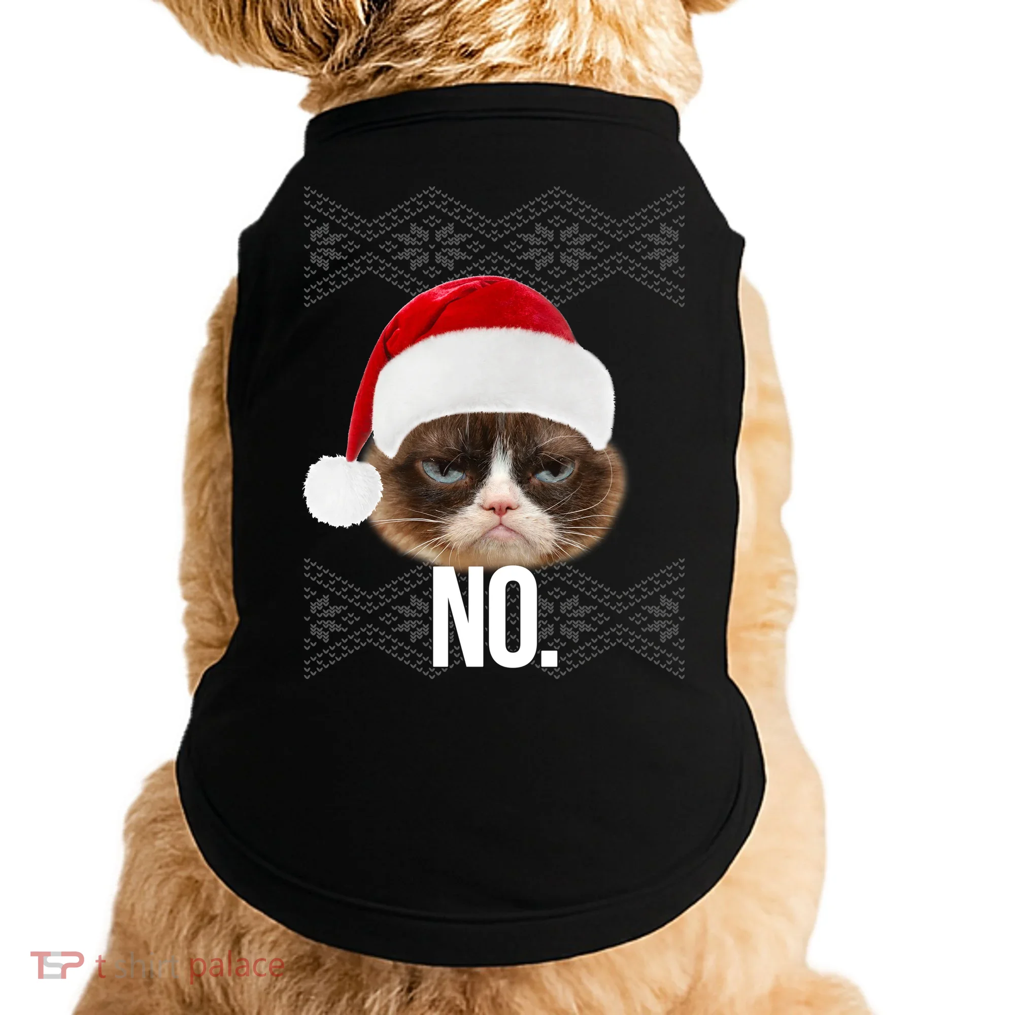 Funny Cat NO Meme Ugly Christmas Sweater Doggie Tank