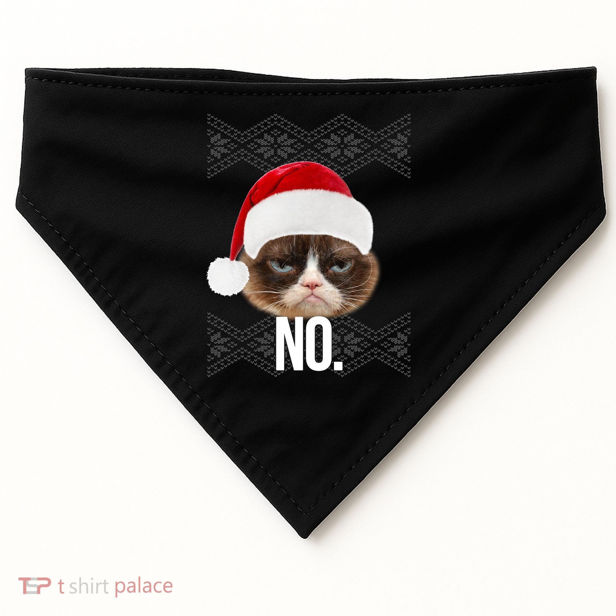 Funny Cat NO Meme Ugly Christmas Sweater USA-Made Doggie Bandana