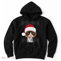 Funny Cat NO Meme Ugly Christmas Sweater Hoodie thumb 0