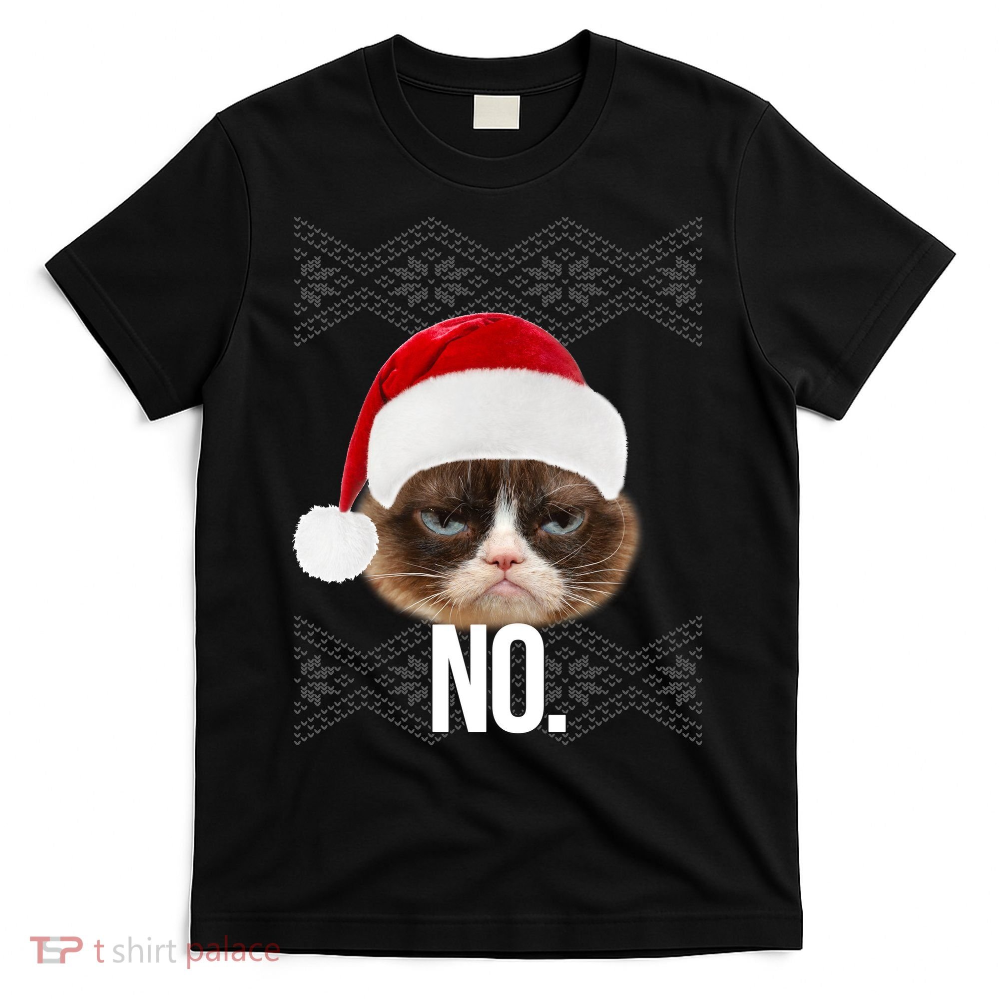 Funny Cat NO Meme Ugly Christmas Sweater T-Shirt