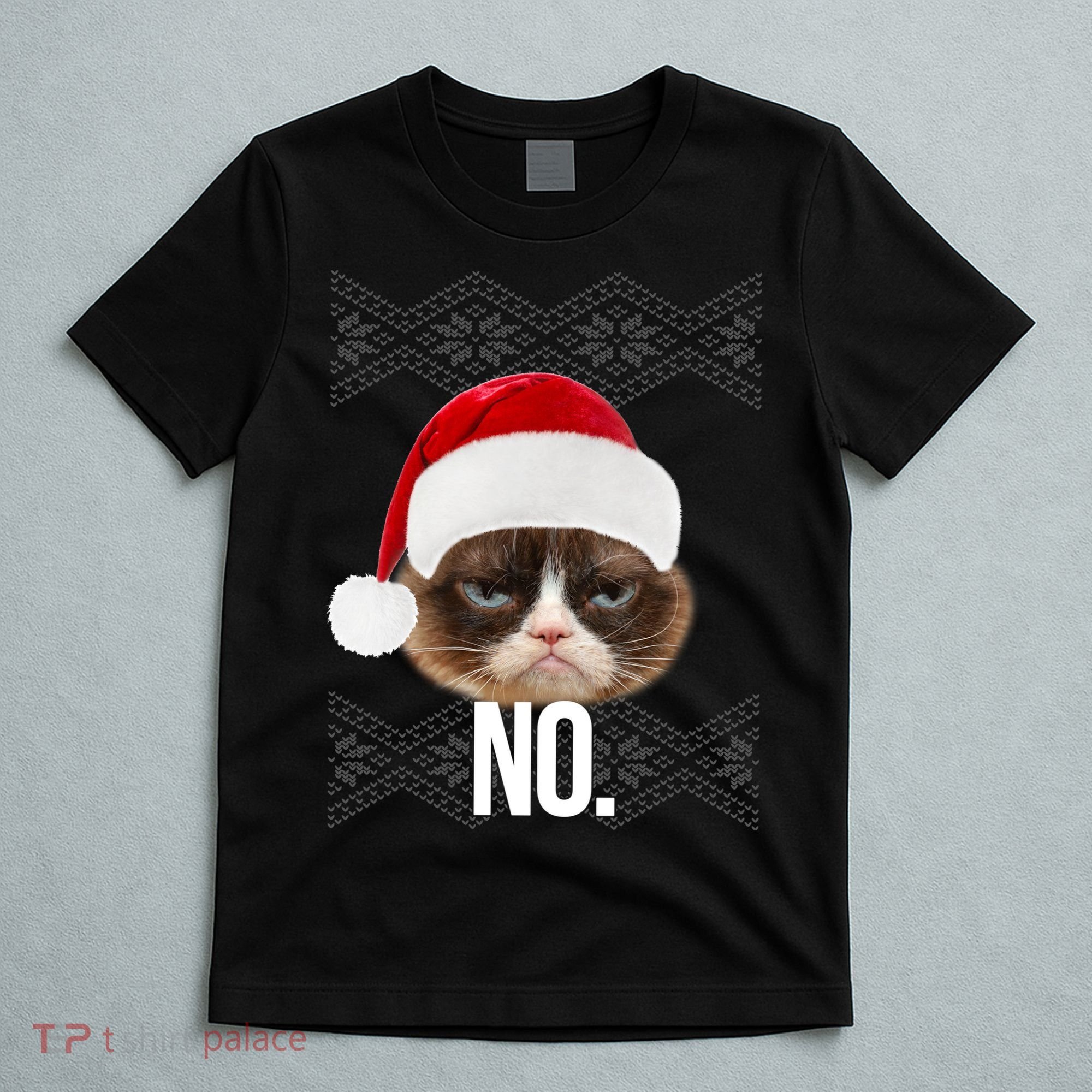 Funny Cat NO Meme Ugly Christmas Sweater T-Shirt
