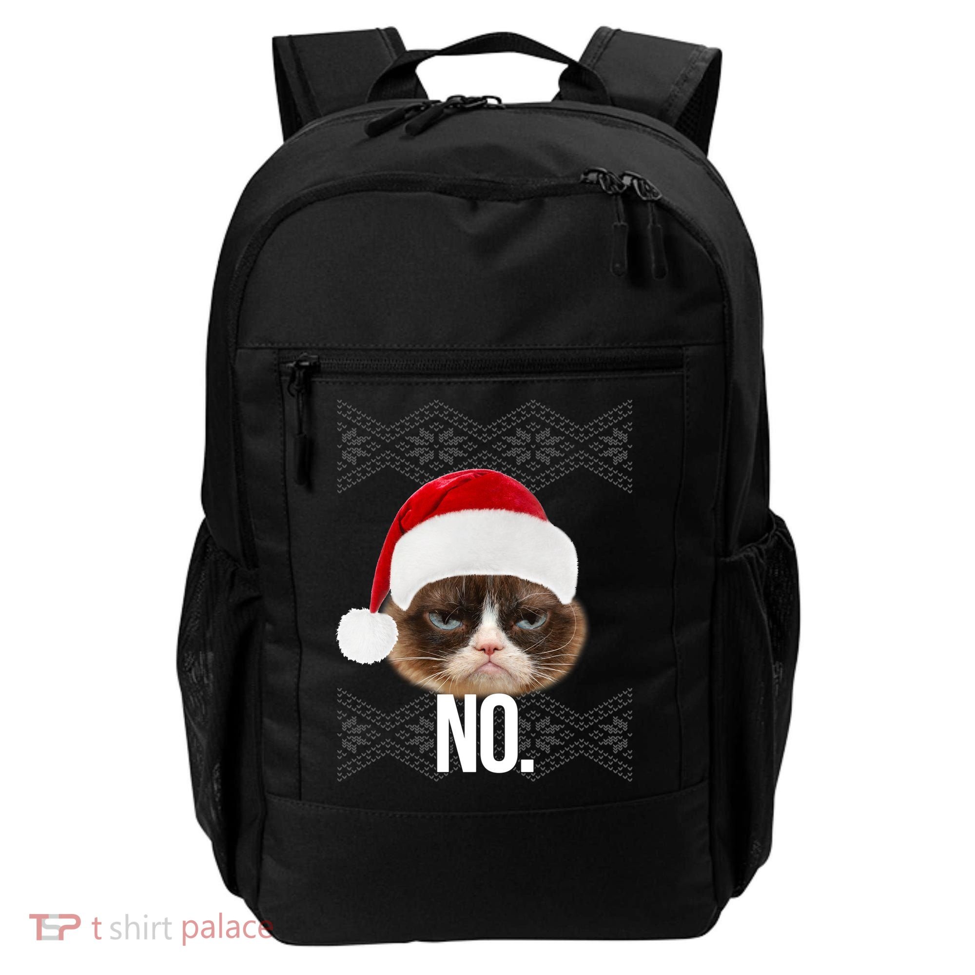 Funny Cat NO Meme Ugly Christmas Sweater Backpack