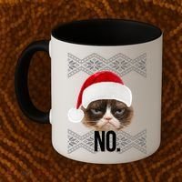 Funny Cat NO Meme Ugly Christmas Sweater Coffee Mug thumb 2