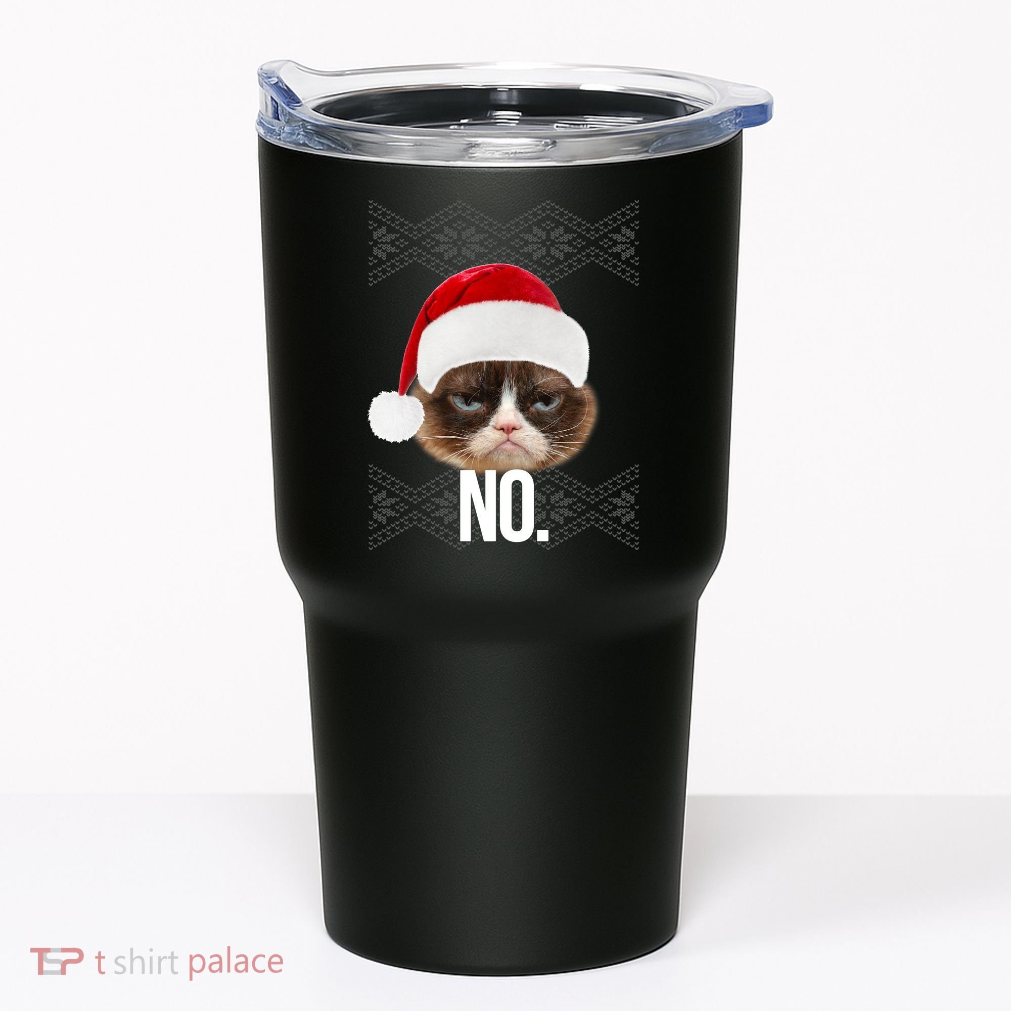 Funny Cat NO Meme Ugly Christmas Sweater Tumbler