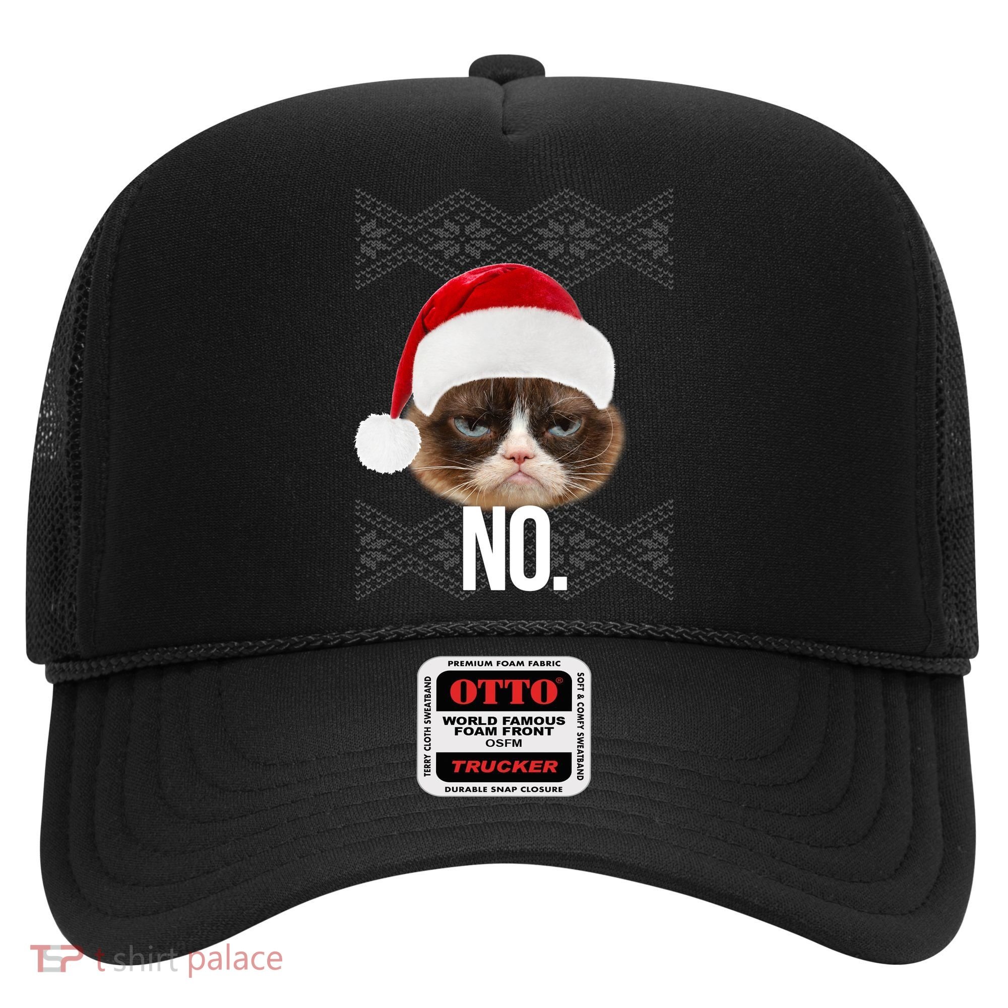 Funny Cat NO Meme Ugly Christmas Sweater Hat