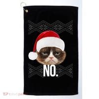 Funny Cat NO Meme Ugly Christmas Sweater Golf Towel thumb 0