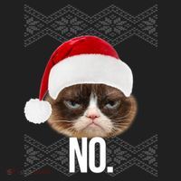 Funny Cat NO Meme Ugly Christmas Sweater Golf Towel thumb 3