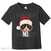 Funny Cat NO Meme Ugly Christmas Sweater Toddler T-Shirt thumb 0