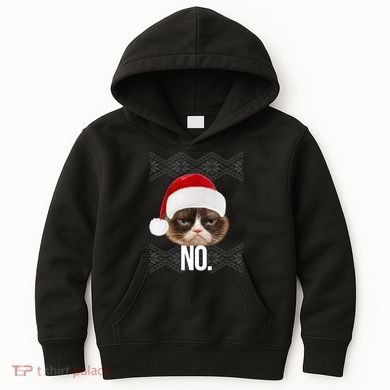 Funny Cat NO Meme Ugly Christmas Sweater Kids Hoodie