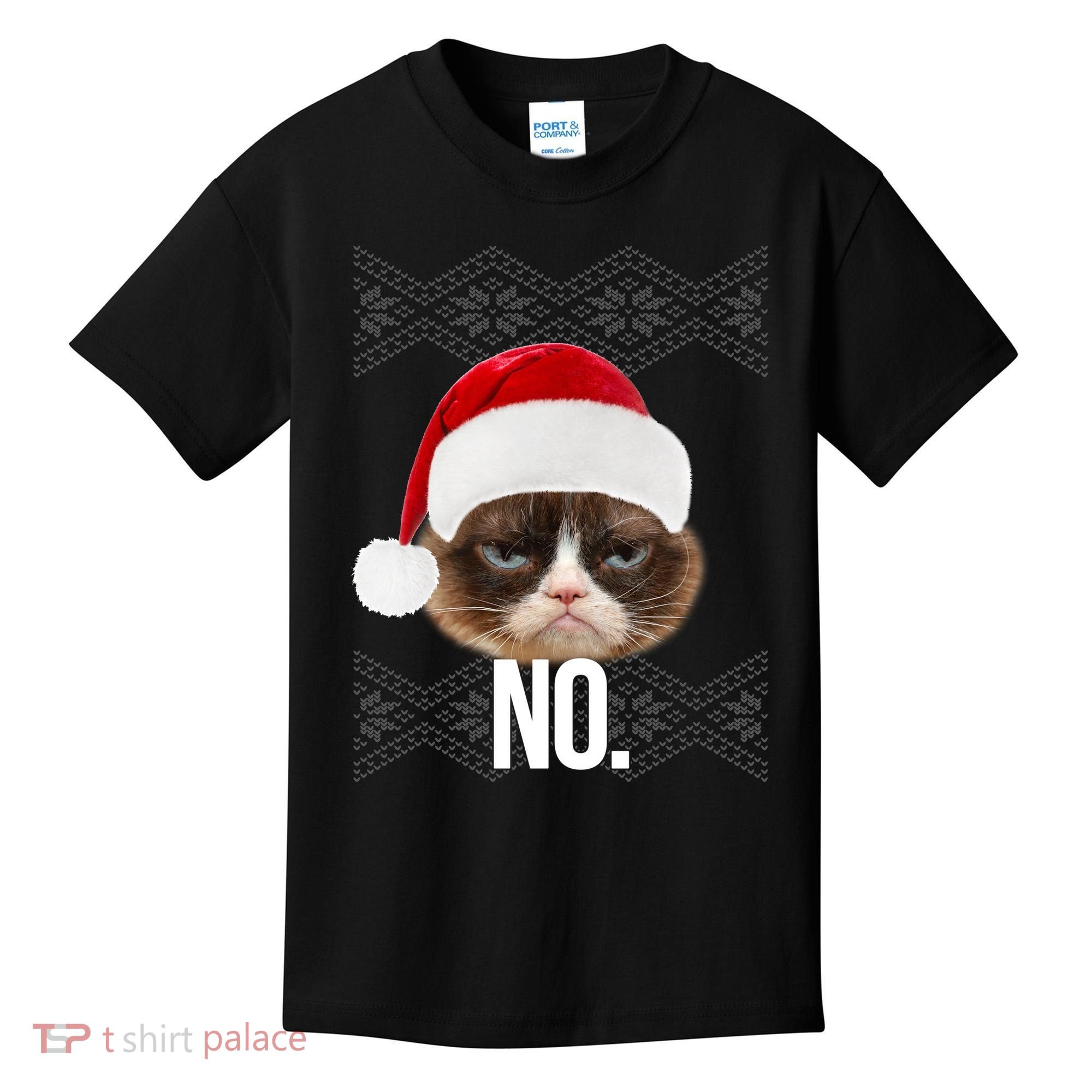 Funny Cat NO Meme Ugly Christmas Sweater Kids T-Shirt