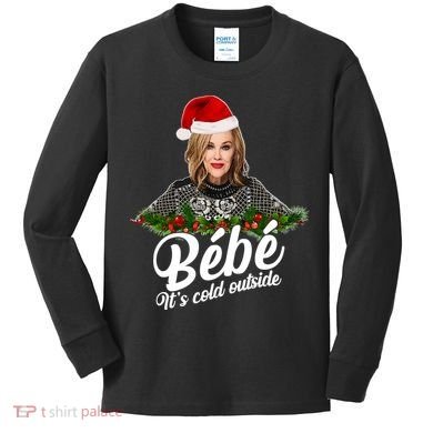 Funny Christmas Bebe It's Cold Outside  Kids Long Sleeve Shirt