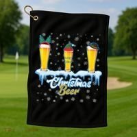 Funny Christmas Beer Golf Towel thumb 1