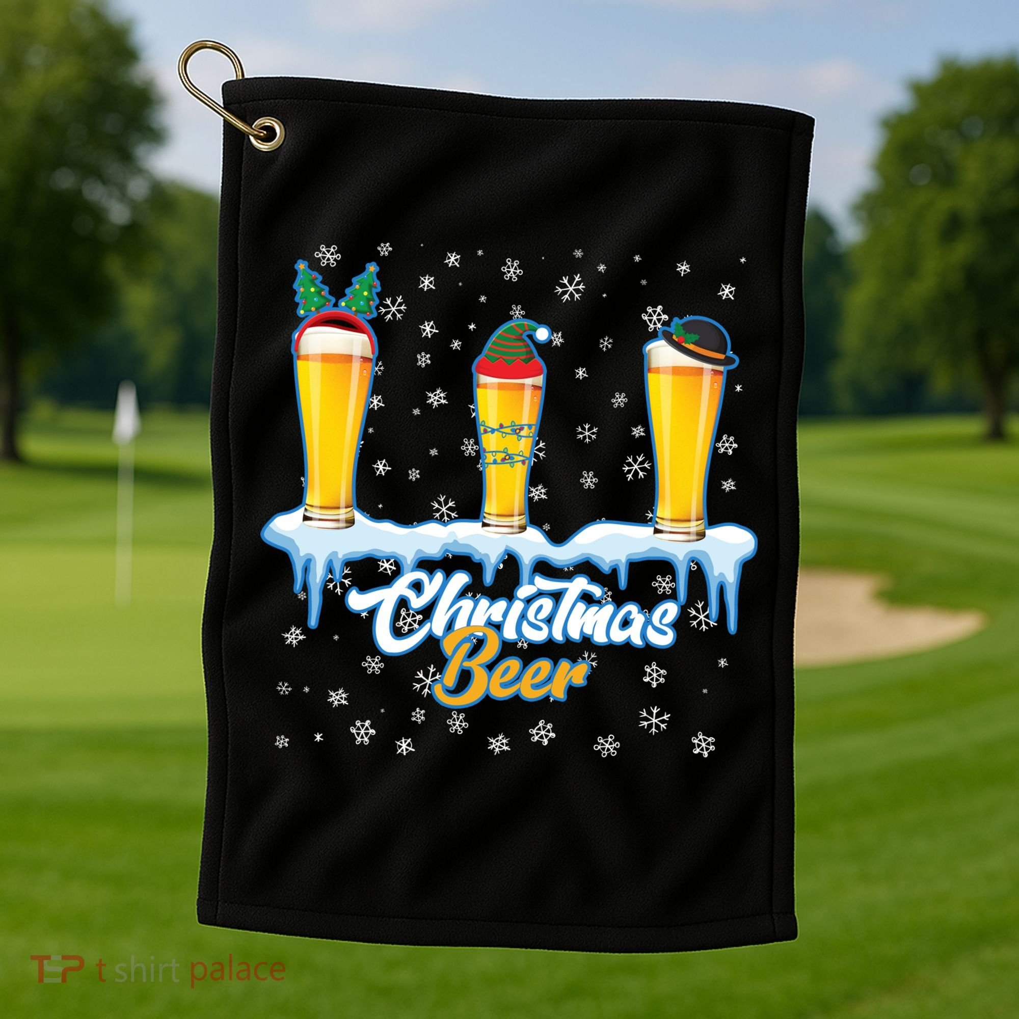 Funny Christmas Beer Golf Towel